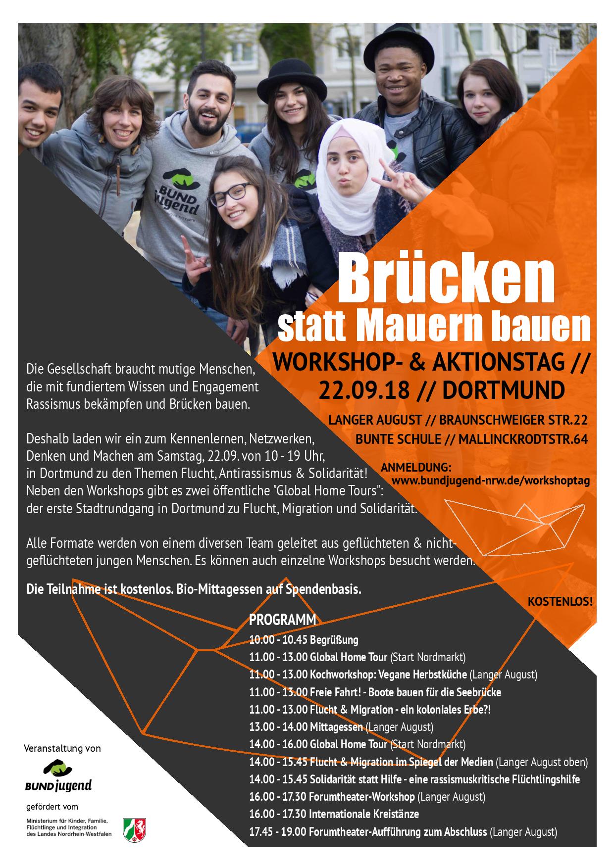 Brücken statt Mauern bauen – Workshop- & AktionstagSa. 22.09.2018