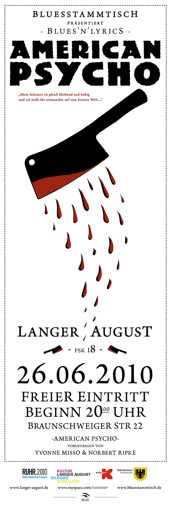 Lesung: American PsychoSa. 26.06.2010 20.00 Uhr
