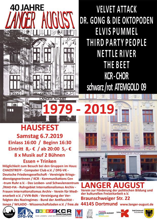 40 Jahre LANGER AUGUST  1979 – 2019Sa. 06.07.2019 16.30 Uhr