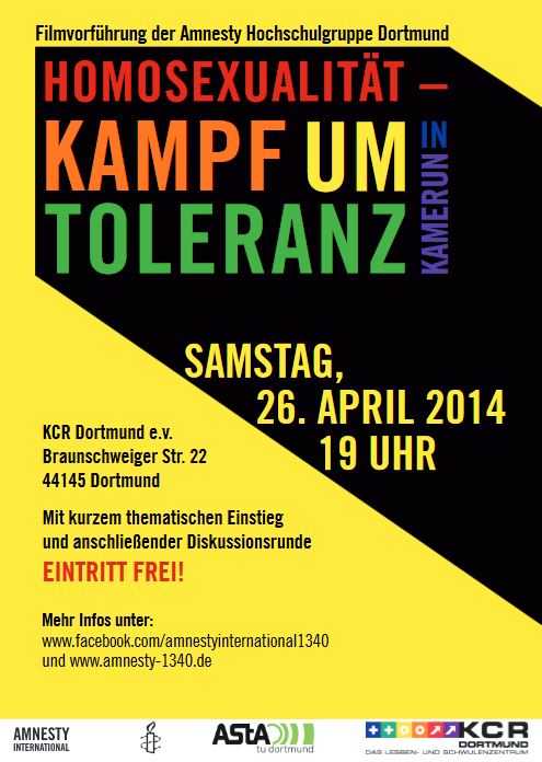 Born This Way – Filmvorführung der Amnesty Hochschulgruppe Dortmund – Homosexualität – Kampf um Toleranz in KamerunSa. 26.04.2014 19.00 Uhr