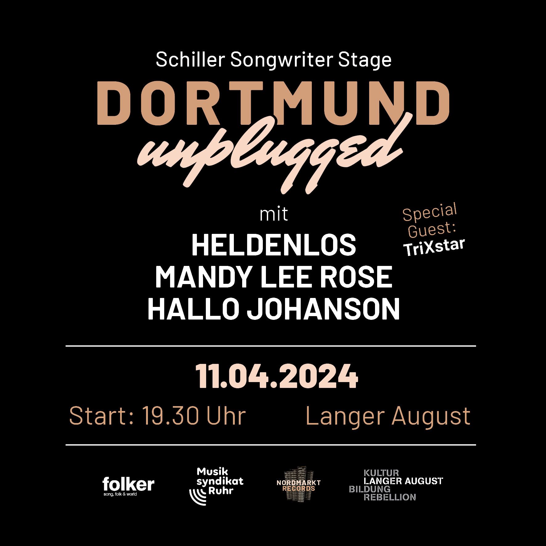 Schiller Songwriter Stage im Langen August, Do. 11.04.2024 – 19.30 Uhr